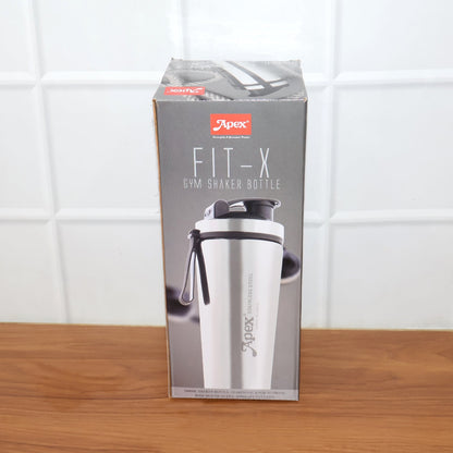 Leak-resistant flip lid on stainless steel gym shaker bottle