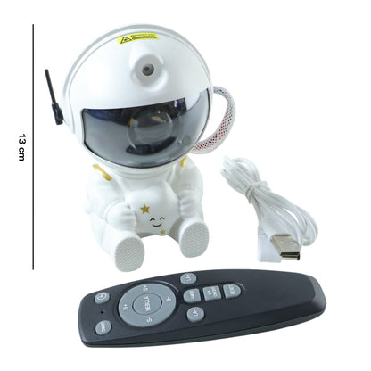 Side view of remote controlled astronaut galaxy star projector