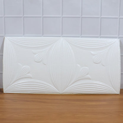 Textured white floral 3D foam wallpaper panel enhancing home interior aesthetics