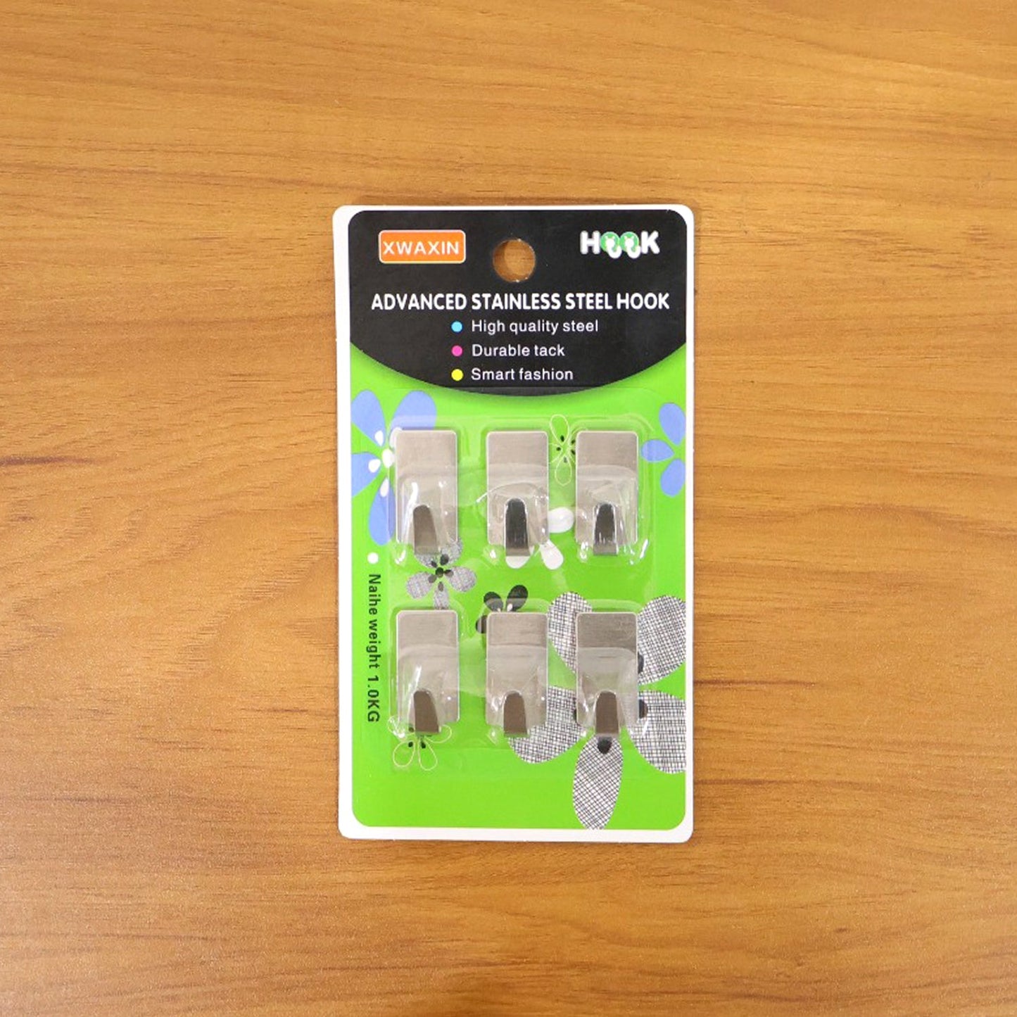 Individual adhesive wall hook showcased clearly