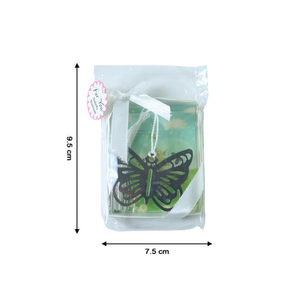 Decorative butterfly metal bookmark displayed in transparent gift box