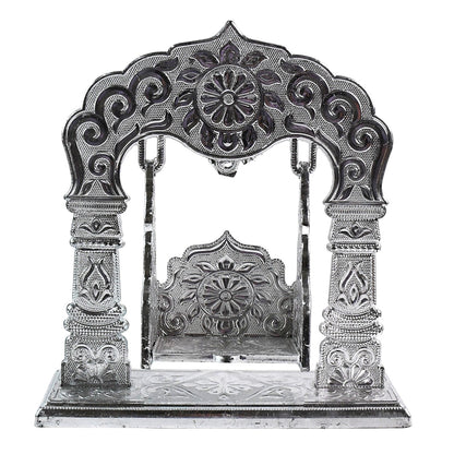 Shreeji Jhoolan silver-coated decorative swing crafted for Krishna idols