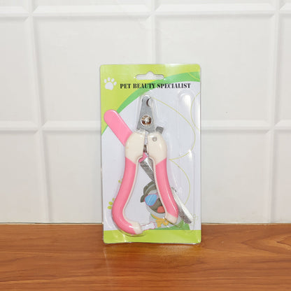 Attractive pink and white pet nail clipper and file grooming kit