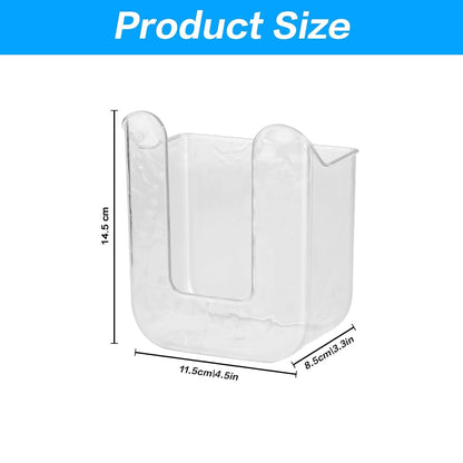 Smooth-edged transparent tissue dispenser wall mount in detail