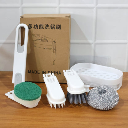 Easy access wall mounted cleaning brush and scrubber tray for sink