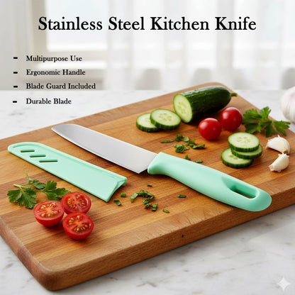 High-quality stainless steel kitchen knife with ergonomic handle and blade cover