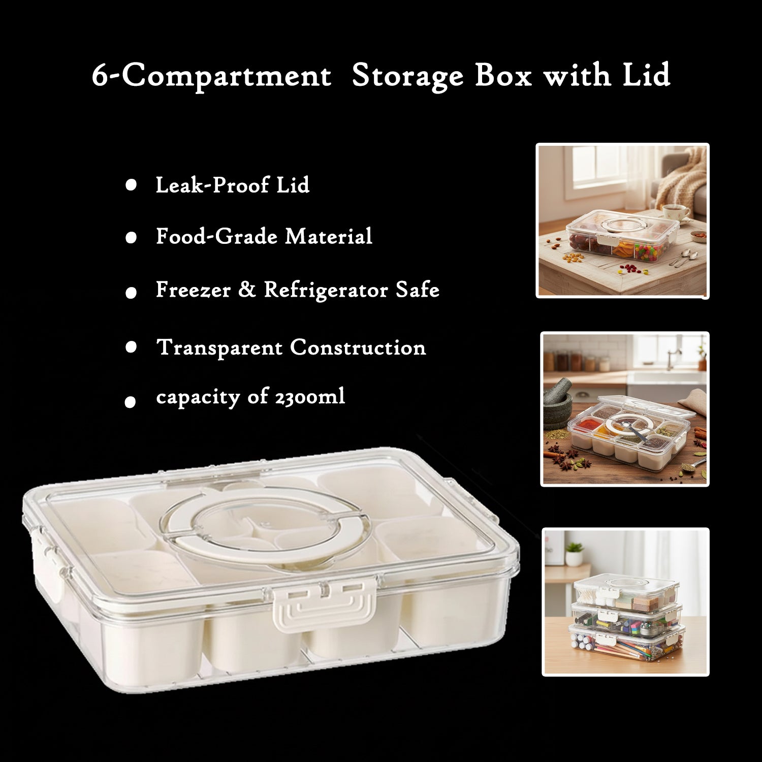 Space-saving fridge storage container with lid