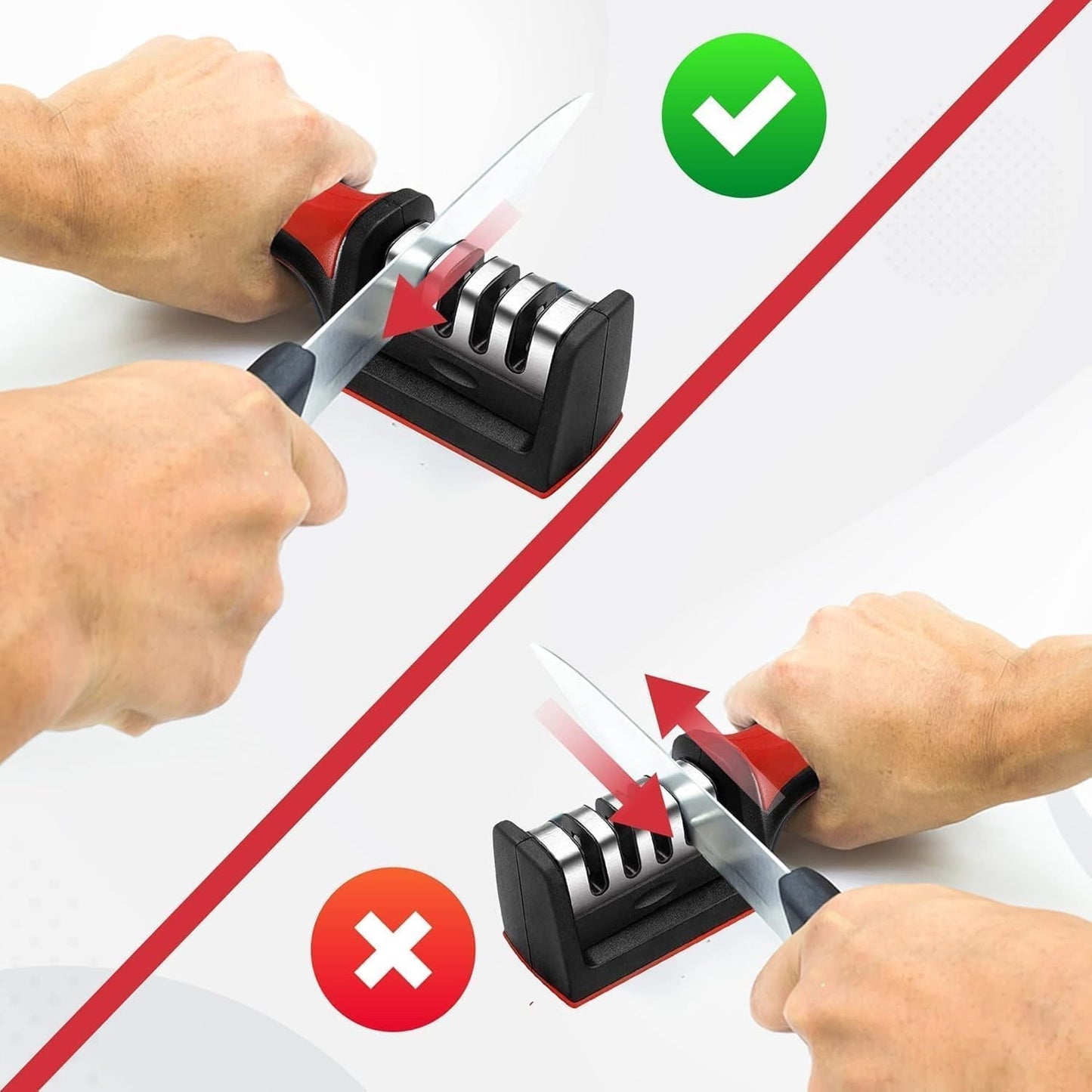 Instructional guide for 4-stage knife sharpener