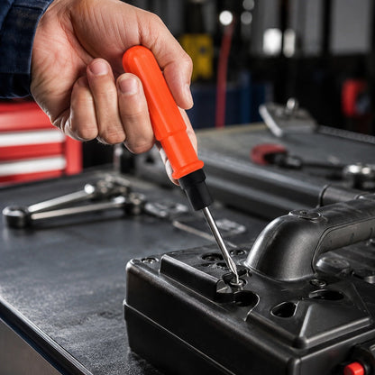 2 in 1 screwdriver tightening screws in automotive repair