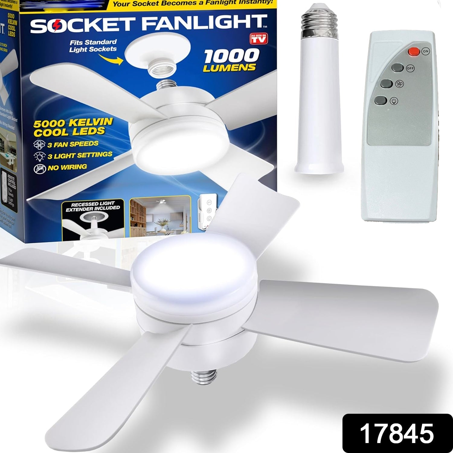 Ceiling fan and LED light combination with remote control