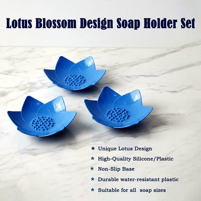 Lotus blossom shape soap holder set showcasing elevated drainage