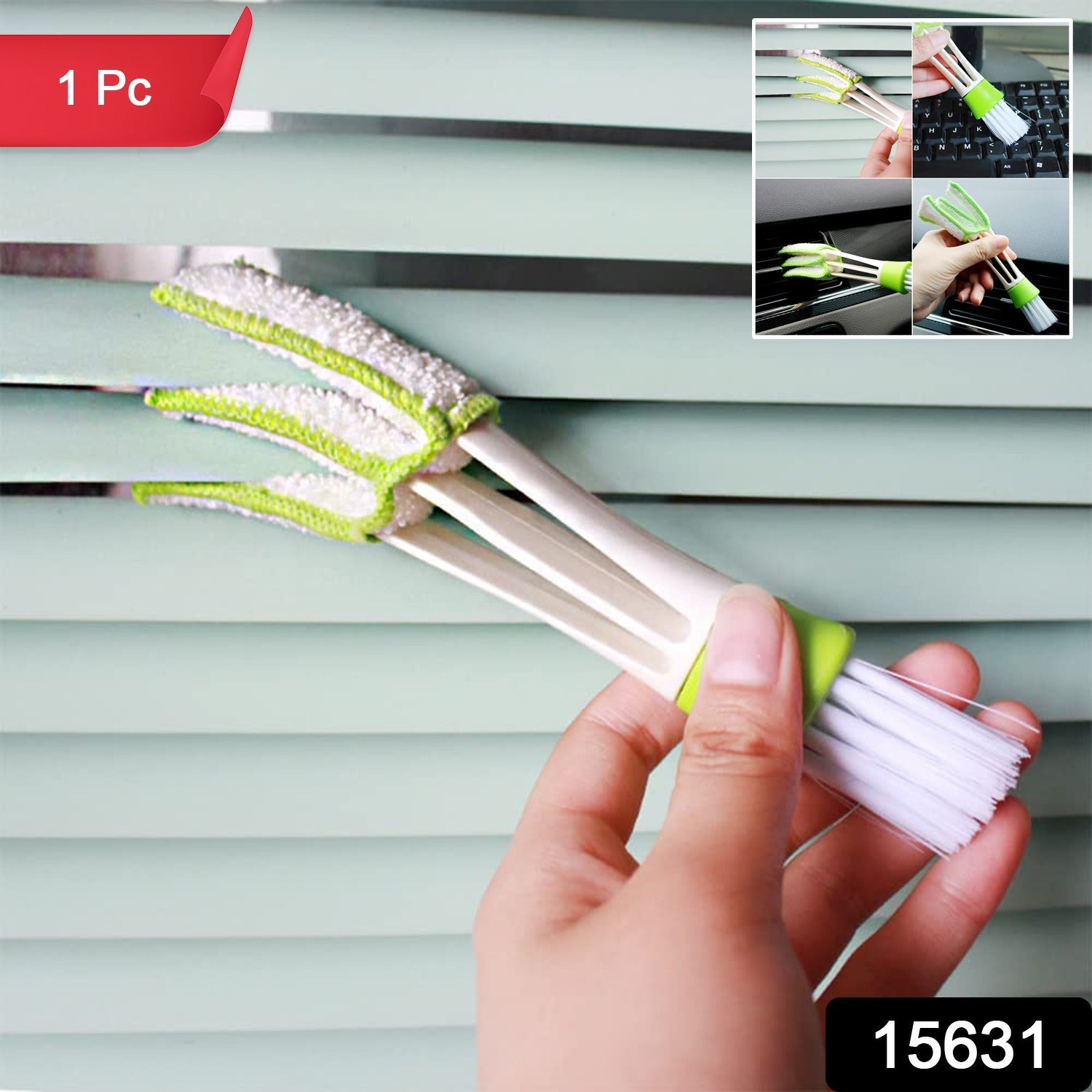 Ergonomic AC vent cleaning brush with microfiber arms
