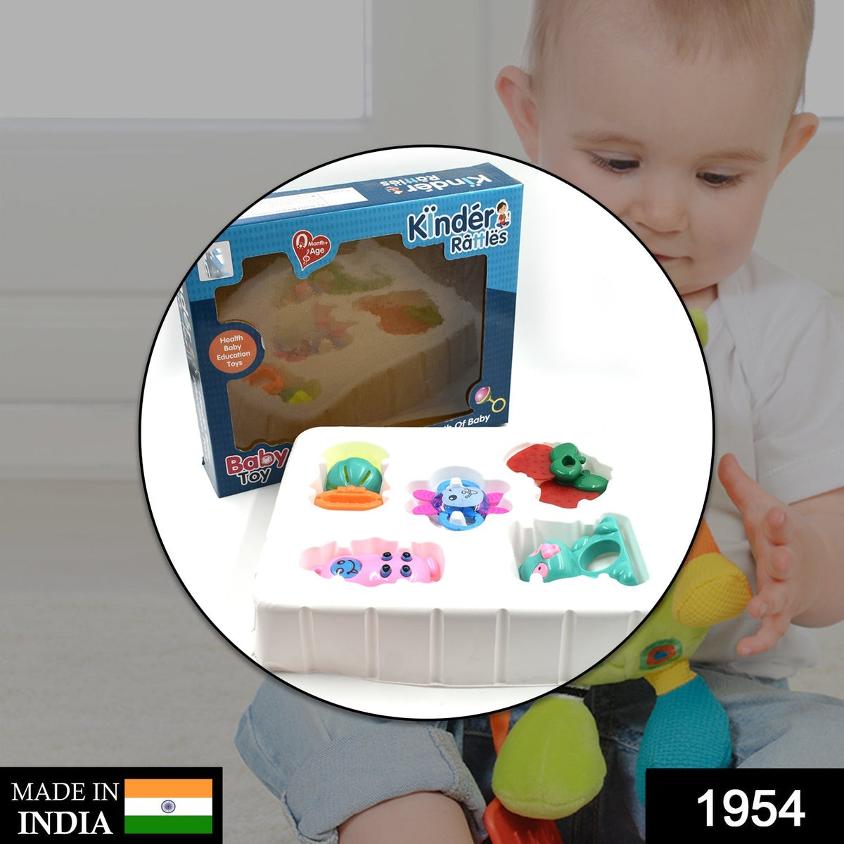 Vibrant baby rattle with engaging design for infant playtime and sensory development.