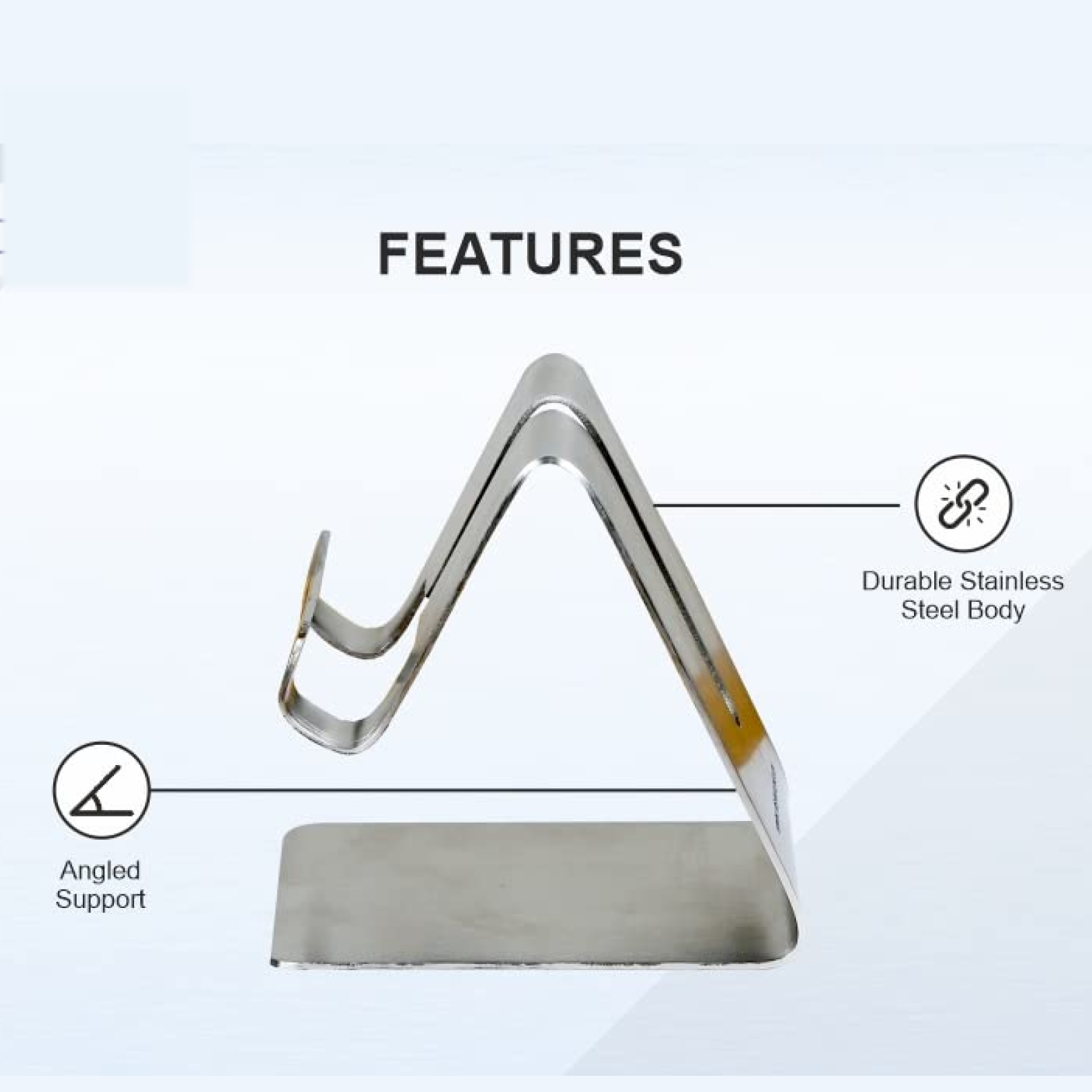 Detailed view of mobile stand holder's anti-slip pads and build quality