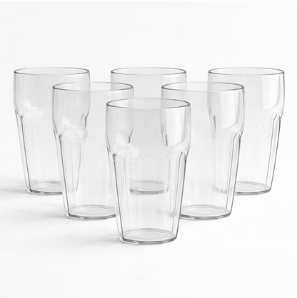 Close up of crystal clear finish on durable transparent smoothie glass tumbler