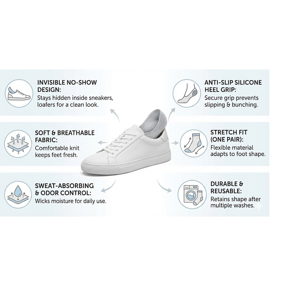 Demonstration of the elasticity and stretch of no-show liner socks