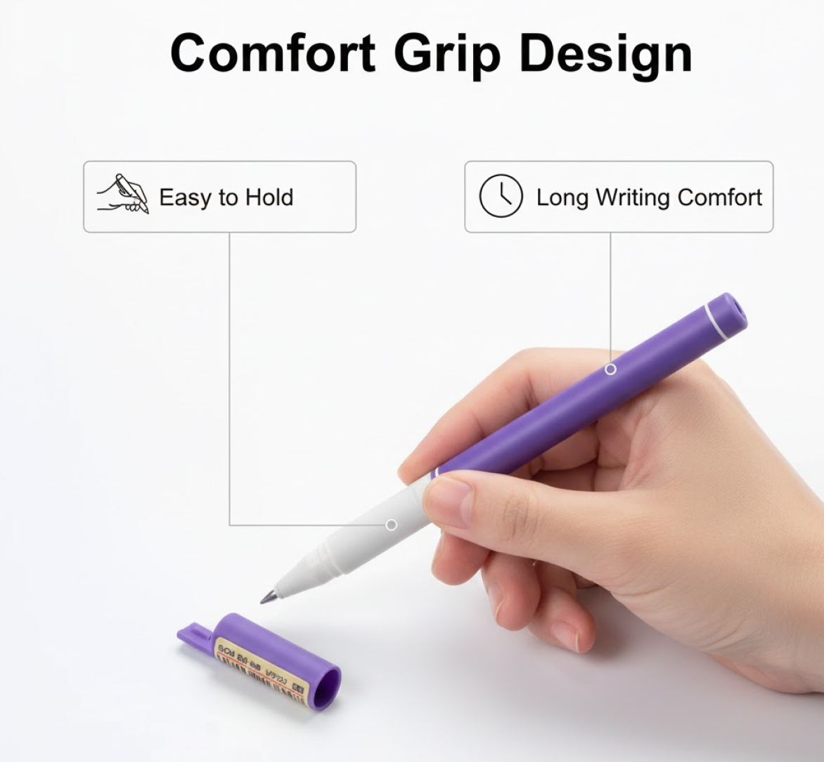 Packaging of InkGlow black gel pen with 0.5mm fine tip