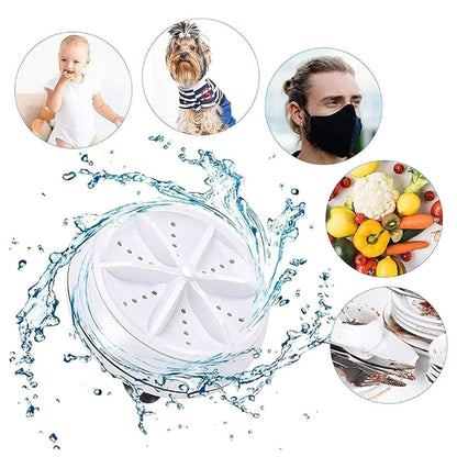 Compact USB mini washing machine on white background