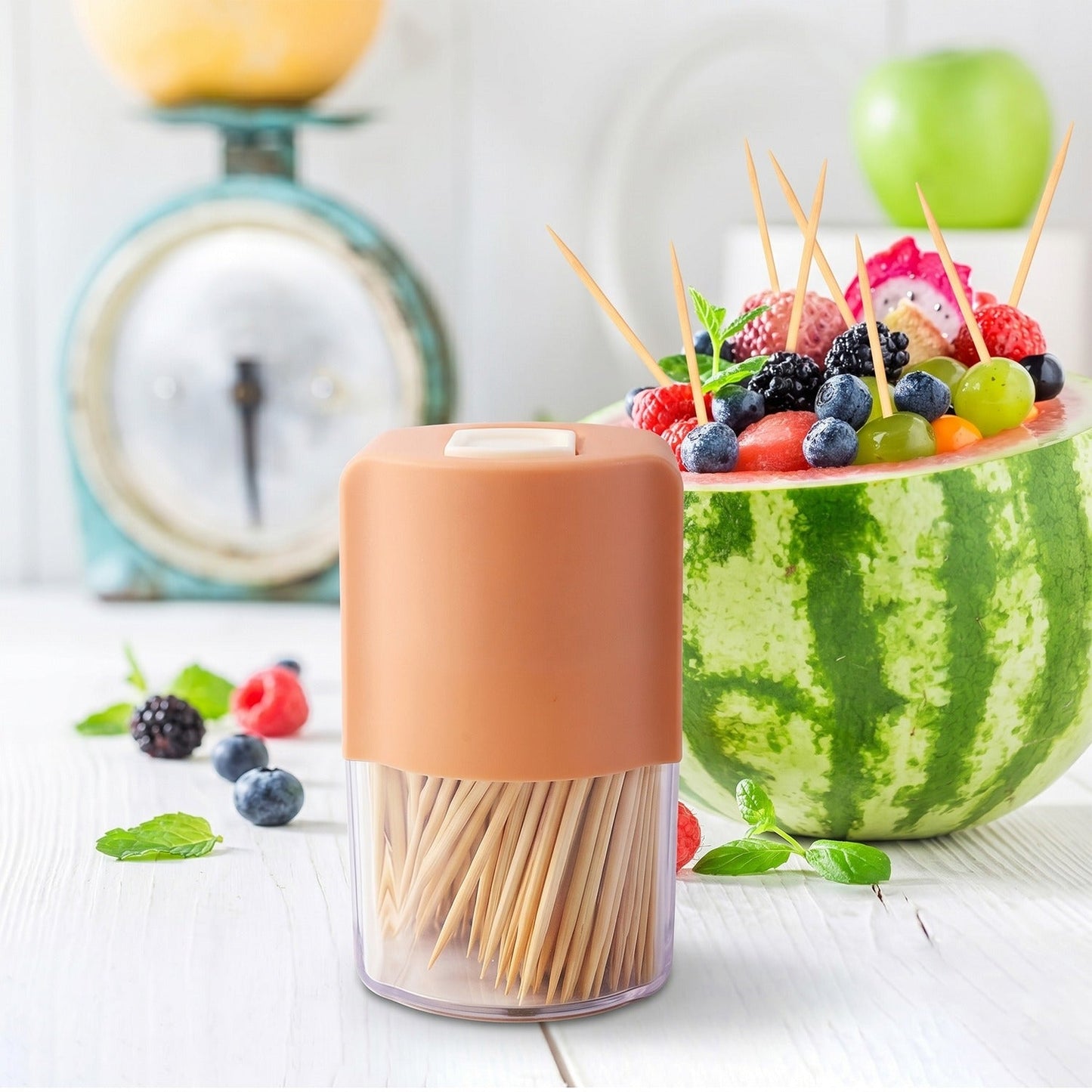 Kitchen use of automatic toothpick dispenser with dust protection