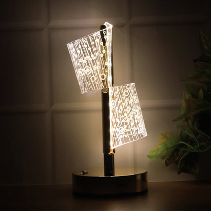 Designer LED table lamp with unique double crystal shades