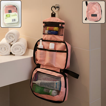 Durable hanging toiletry bag made from waterproof nylon fabric