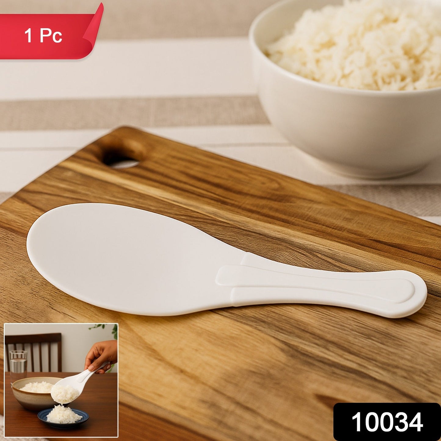 Plastic rice spoon ideal for scooping and serving rice