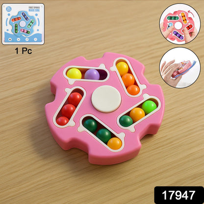 Multi-angle view of Fidget Magic Cube Spinner Toy with spinning center and bead tracks.