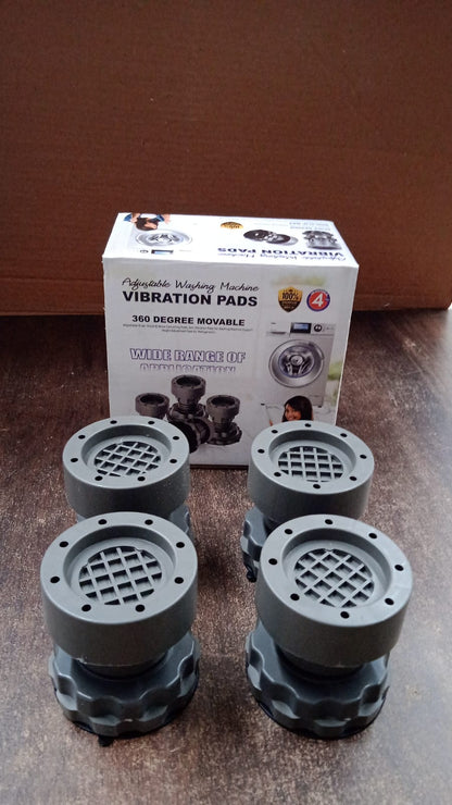 Four-piece adjustable anti-vibration pad set for stabilizing heavy appliances