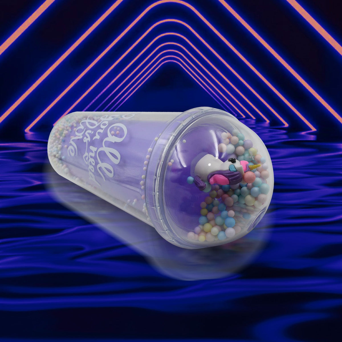 Close-up of the Kids LED Sipper Bottle featuring a fun toy and bright LED light.