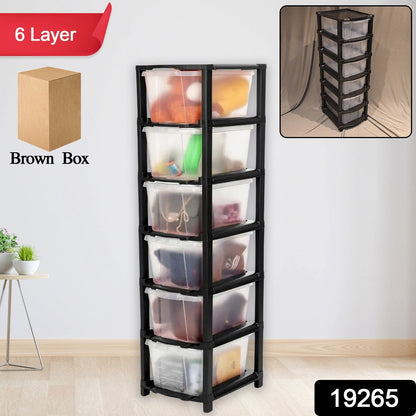 Set of 6 plastic drawers in modular storage cabinet for versatile home and office organization
