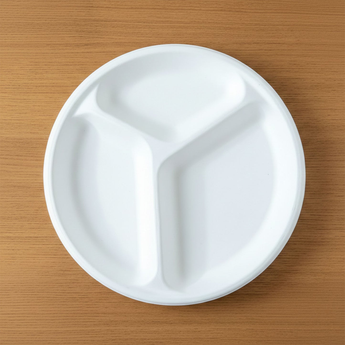 Set of compostable 10 inch section plates made from renewable bagasse
