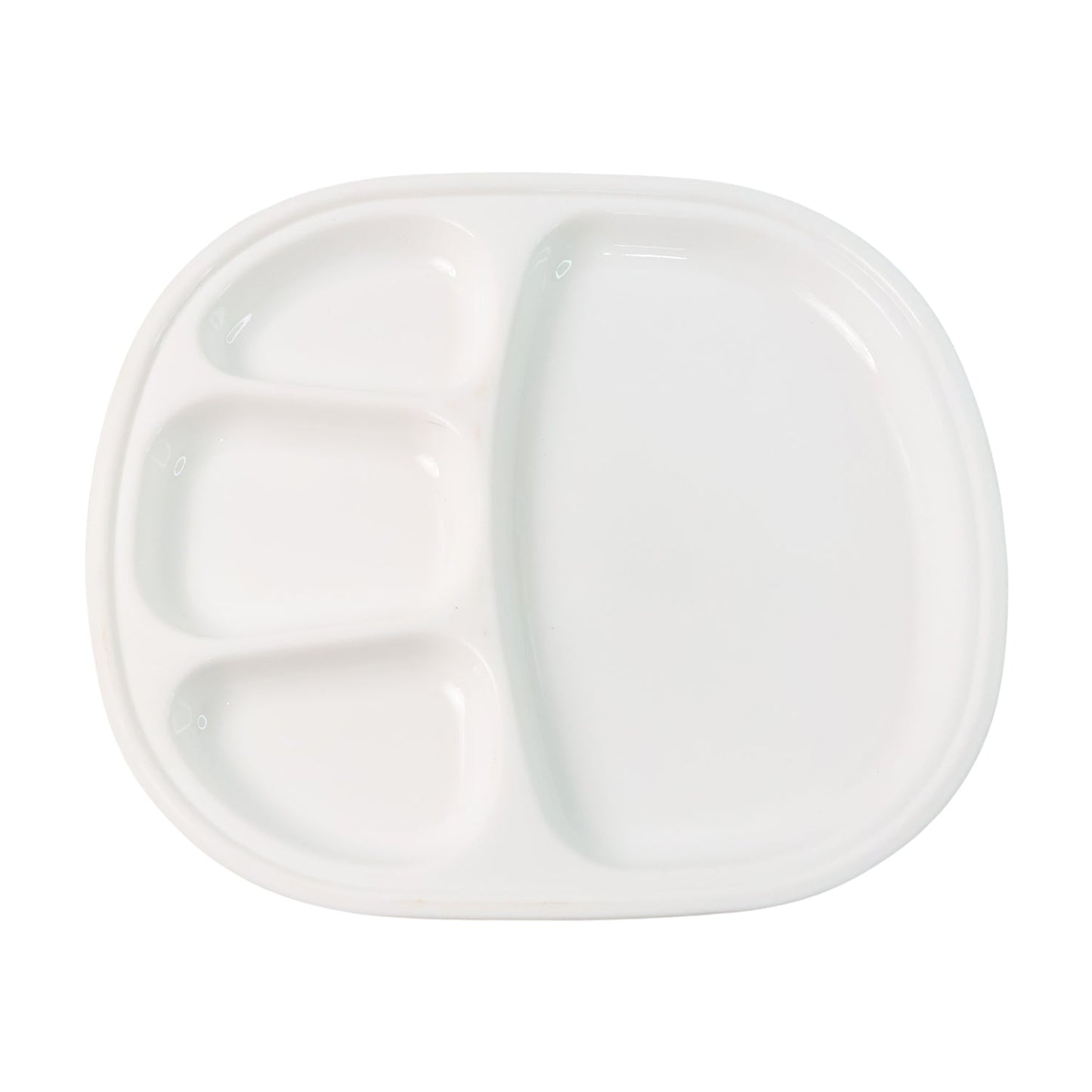 Partition plate highlighting separate compartments for different dishes