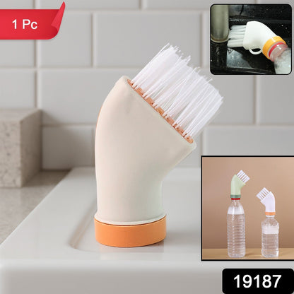 Refillable plastic bottle paired with cleaning brush for dispensing solution