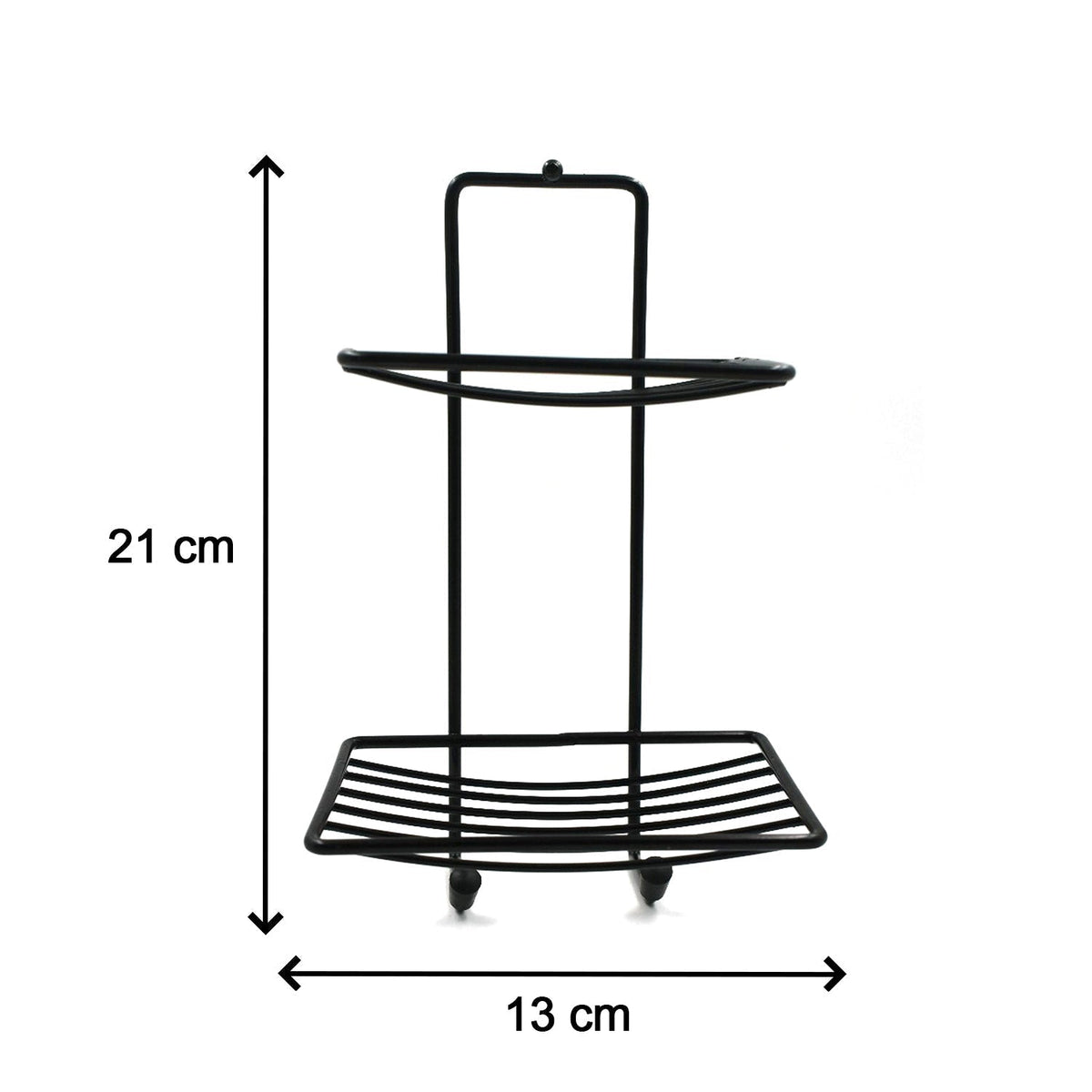 Close-up of the compact 2-layer stainless steel soap holder.