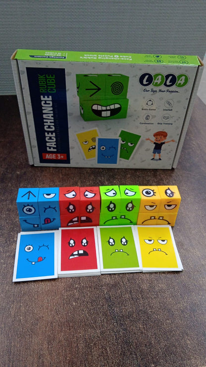 Multicolor educational emotion expression puzzle cubes for kids