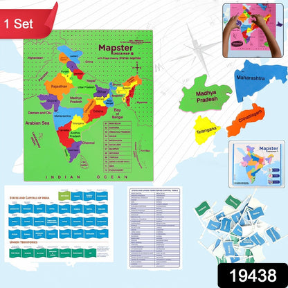 Close-up of state-wise India Map Puzzle showing detachable pieces and labels
