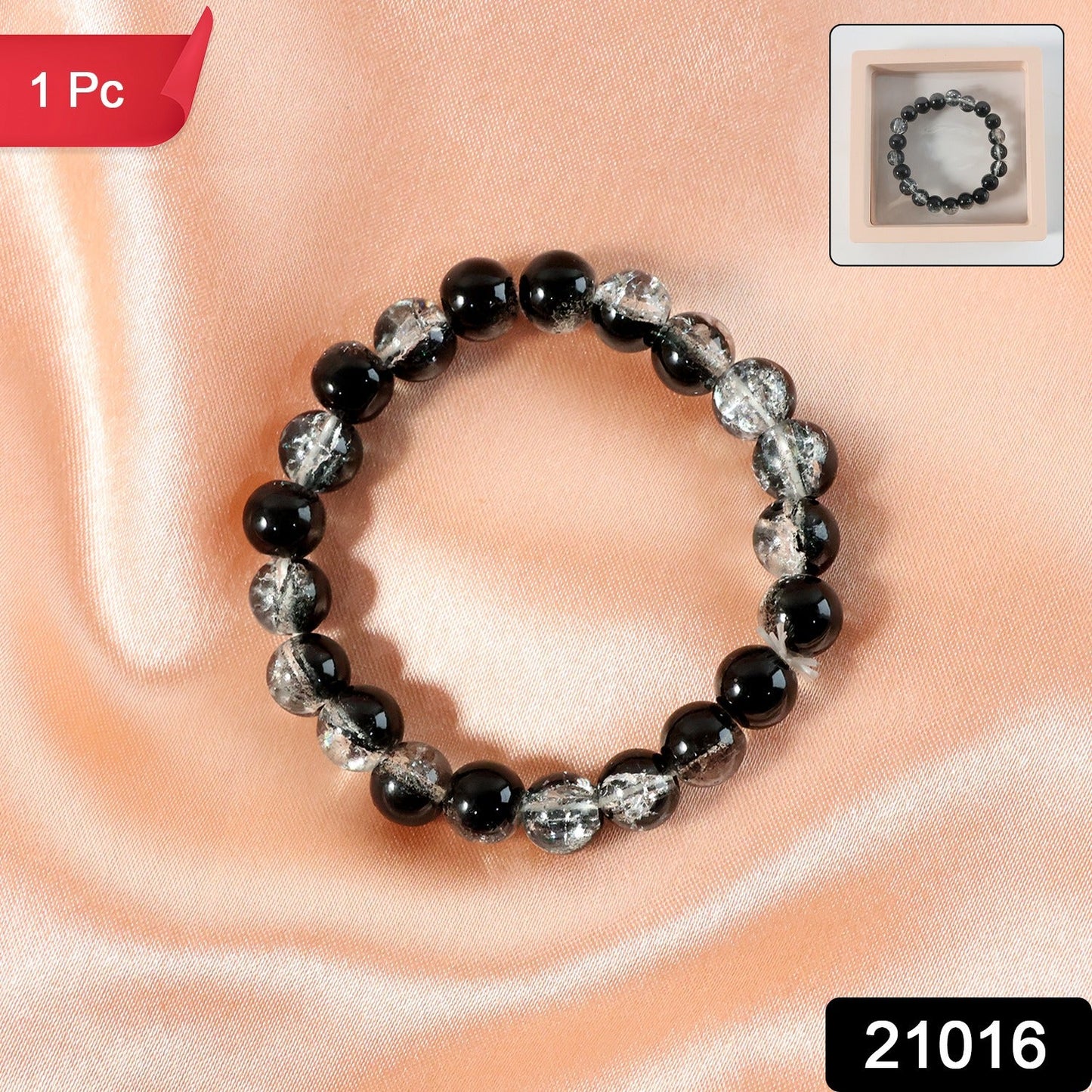 Fashion crystal bead slip-on bracelet in dual-tone colors