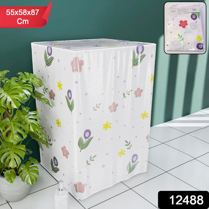 Protective washing machine cover with printed design for top loader