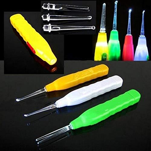 LED Flashlight Earpick with tweezer and two spoon sizes for adults and children