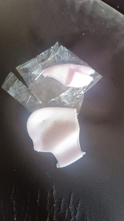 Side view of kid silicone heel protector, flexible fit