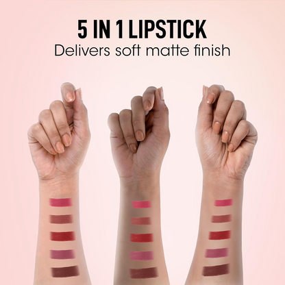 Multi-shade 5-in-1 lipstick with durable pigmentation