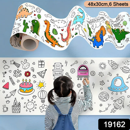 Large roll of kids drawing paper with marine undersea designs