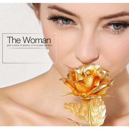 Luxury gold plated artificial rose gift showpiece