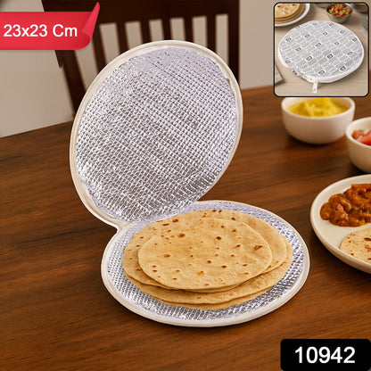 Close-up of insulated roti cover with zipper closure