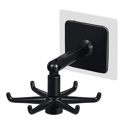 Compact black rotatable hooks showcasing sleek design and easy peel-and-stick installation