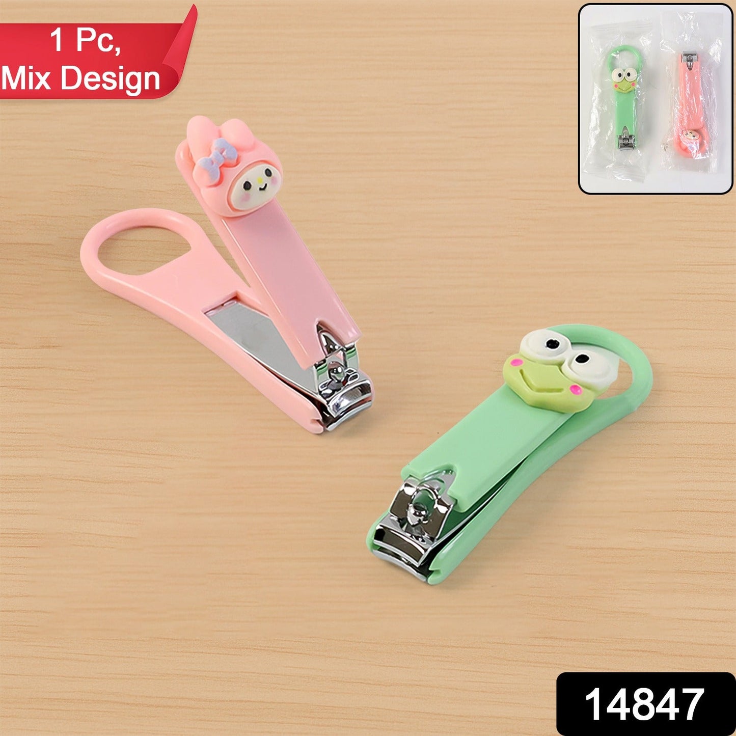 Kids nail clipper with cute cartoon animal handle for safe grooming