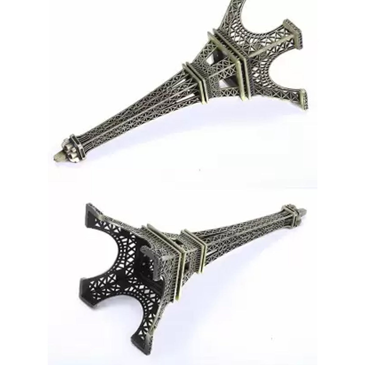 Bottom view of the detailed Paris Eiffel Tower metal craft.