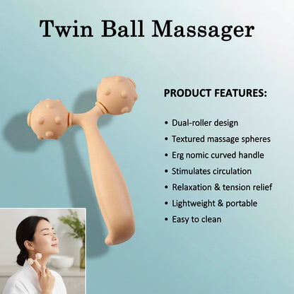 Portable dual ball body massager for muscle tension relief and skin care