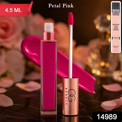 Close-up of blush petal pink moisture lock liquid lipstick applicator