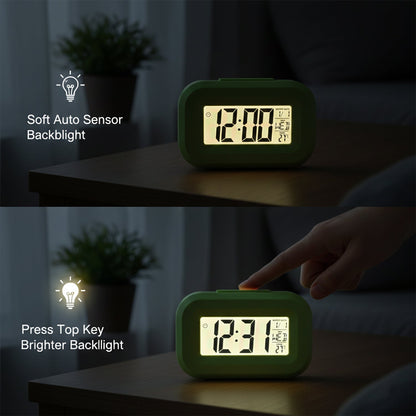 Digital alarm clock suitable for bedroom or office use
